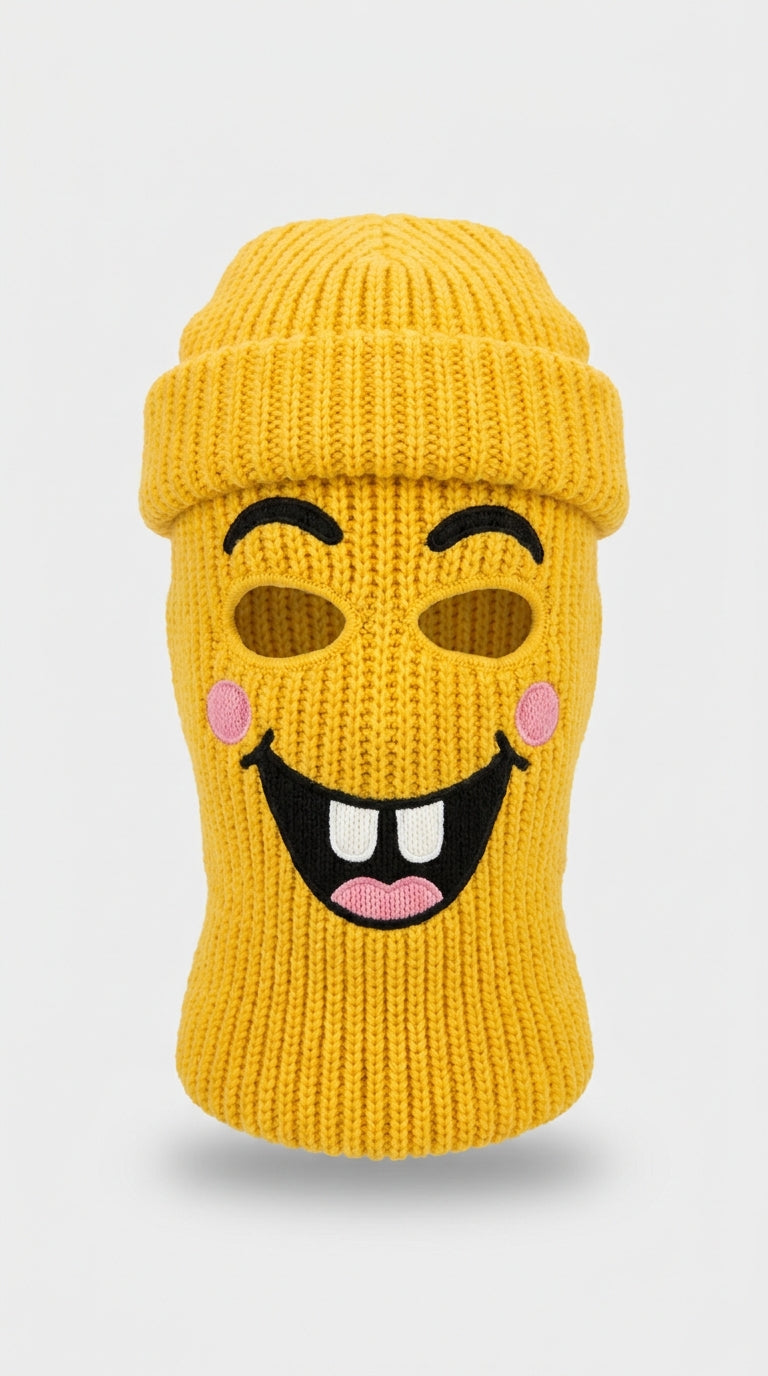 Goofmask yellow funny face knit ski mask with buck-tooth grin